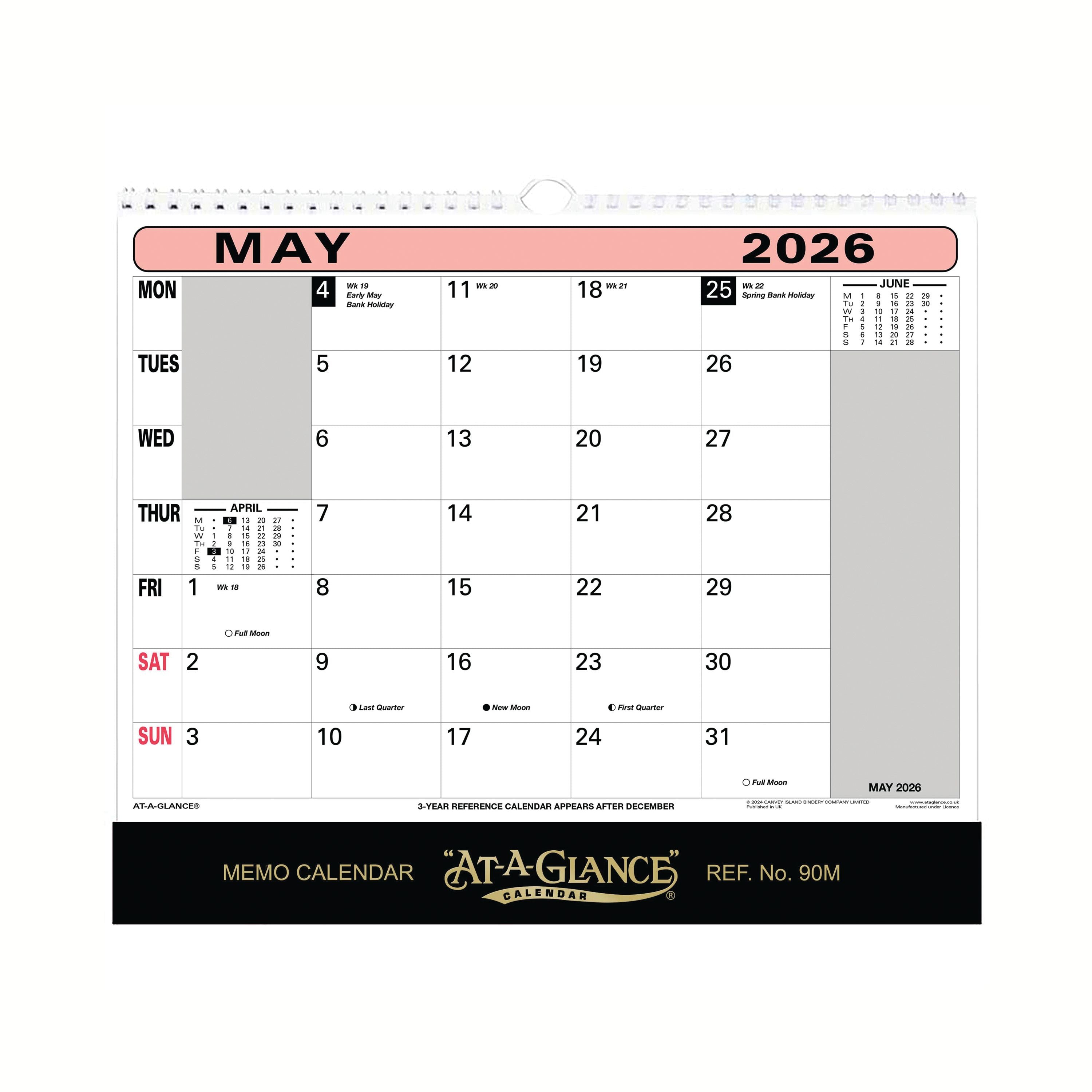 At-a-glance Wall Calendar 2026 90m26