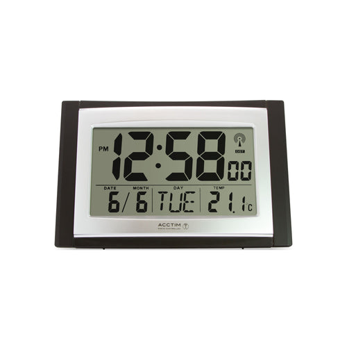 Acctim Stratus Radio Controlled Led Wall/desk Clock Black/silver 74053