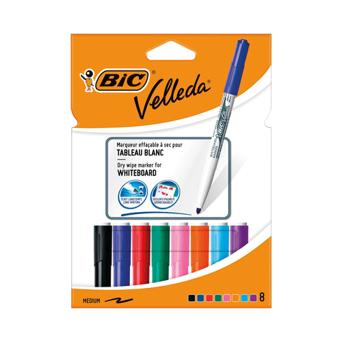 Bic Velleda 1741 Drywipe Marker Assorted – (Pack of 8)