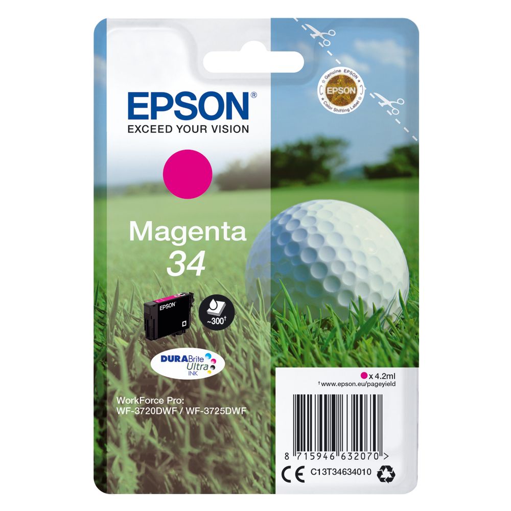 Epson 34 Golf Ball Durabrite Ultra Ink Cartridge Magenta C13t34634010