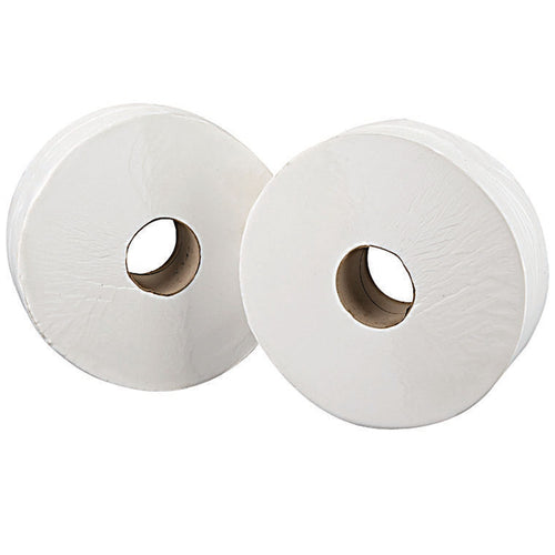 2WORK Jumbo Toilet Roll 2-ply White 92mmx410m Core 76mm – (Pack of 6)