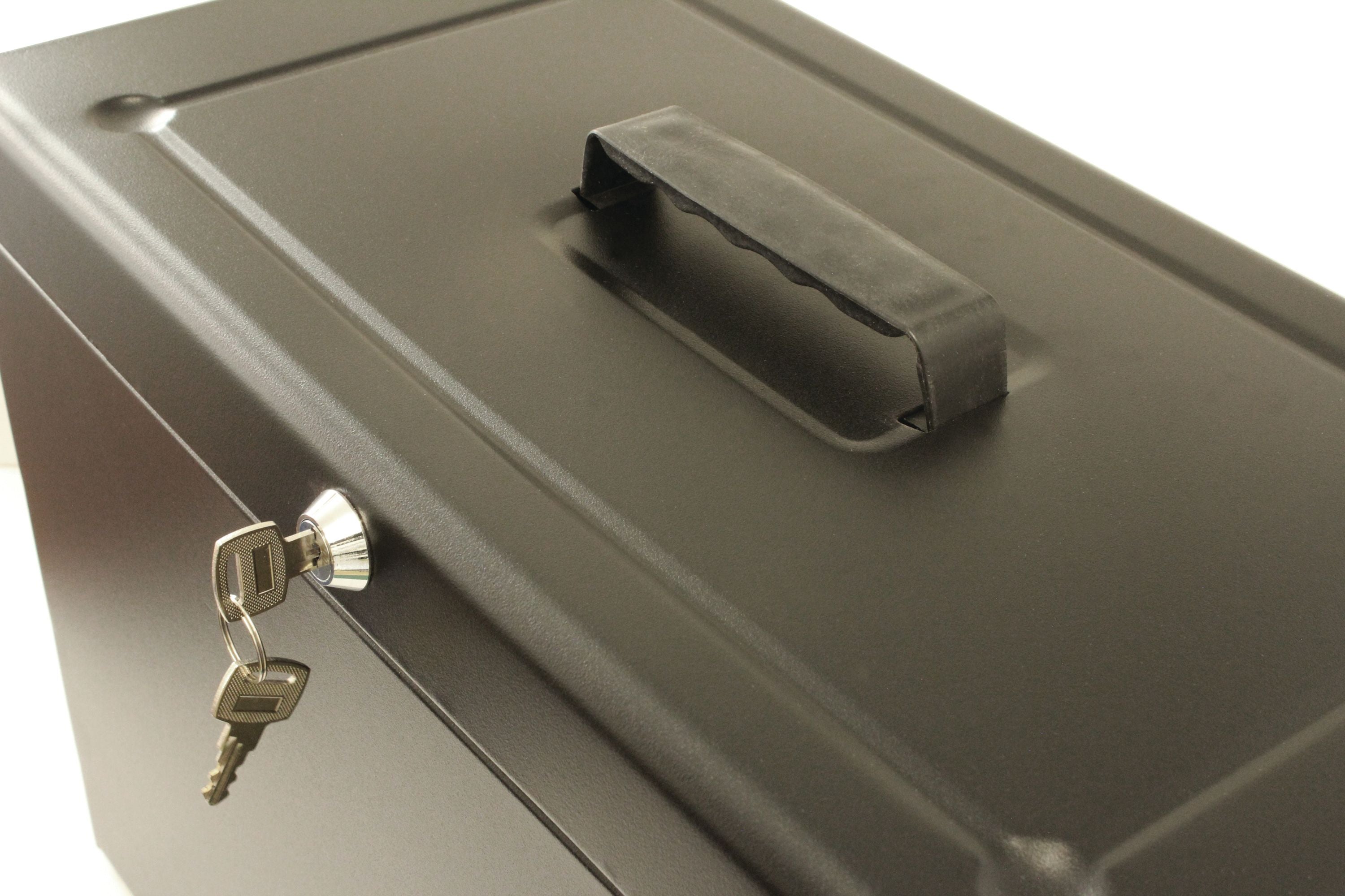 Cathedral Metal File Box Home Office Foolscap Black Hobk