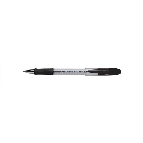 5 Star Rubber Grip Ball Pen Medium 1mm Tip 0.5mm Line Black  (Pack of 12)
