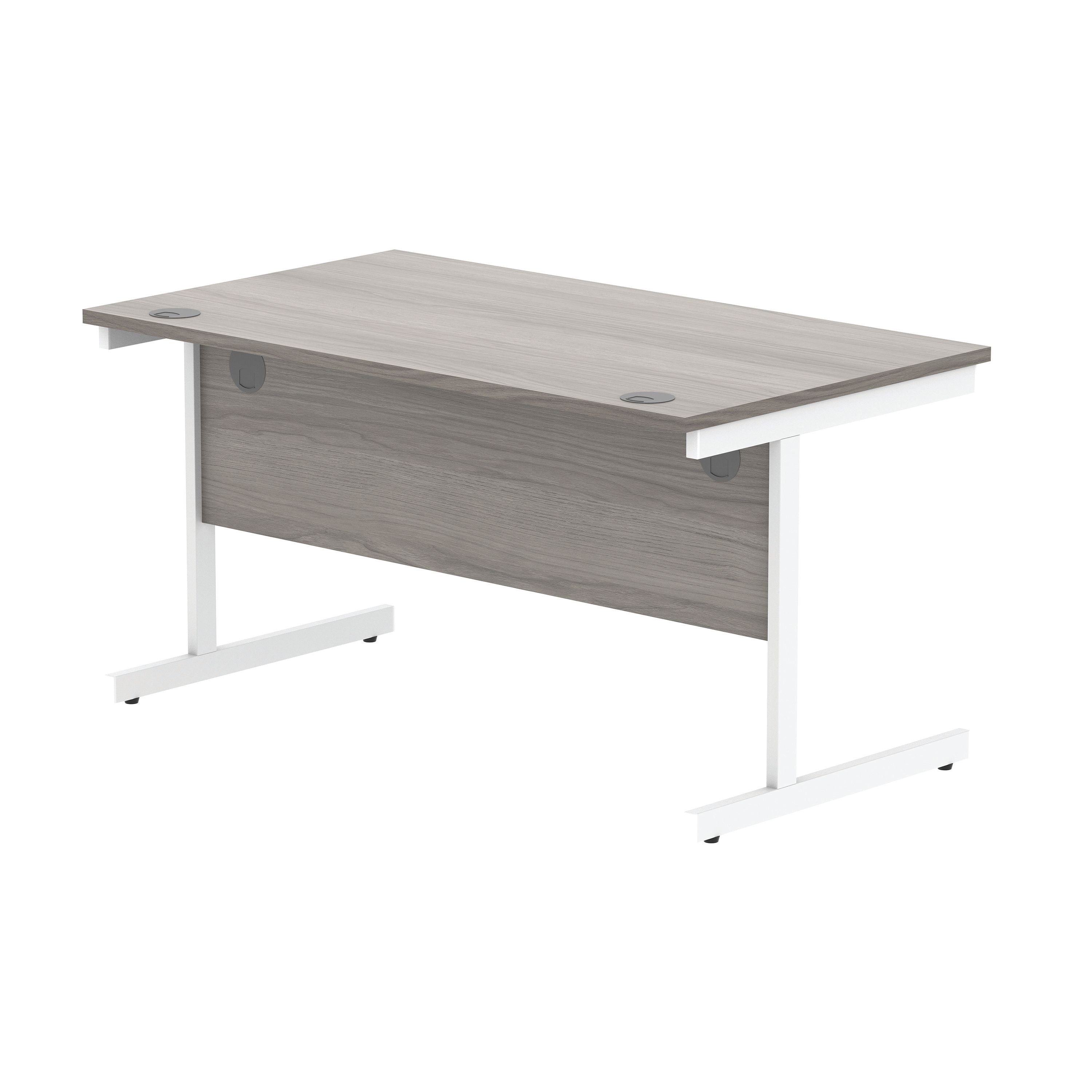 Astin Rectangular Single Upright Cantilever Desk 1400x800x730 Alaskan Grey Oak/arctic White Kf803747