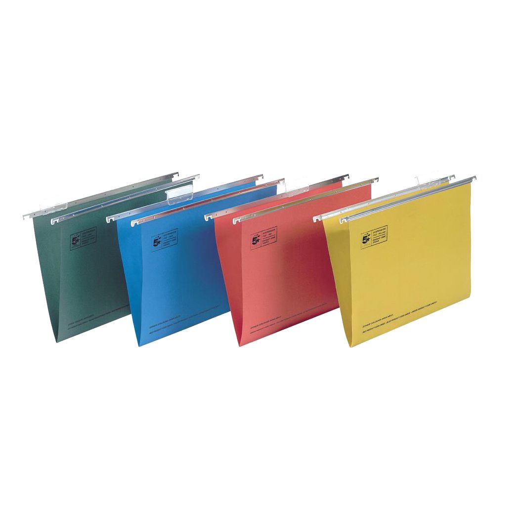 5 Star Office Suspension File Tabs Inserts Manilla 15mm V-base 180gsm Foolscap Green – (Pack of 50)