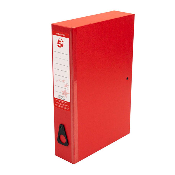 5 Star Office Classic Box File Foolscap Red  (Pack of 10)