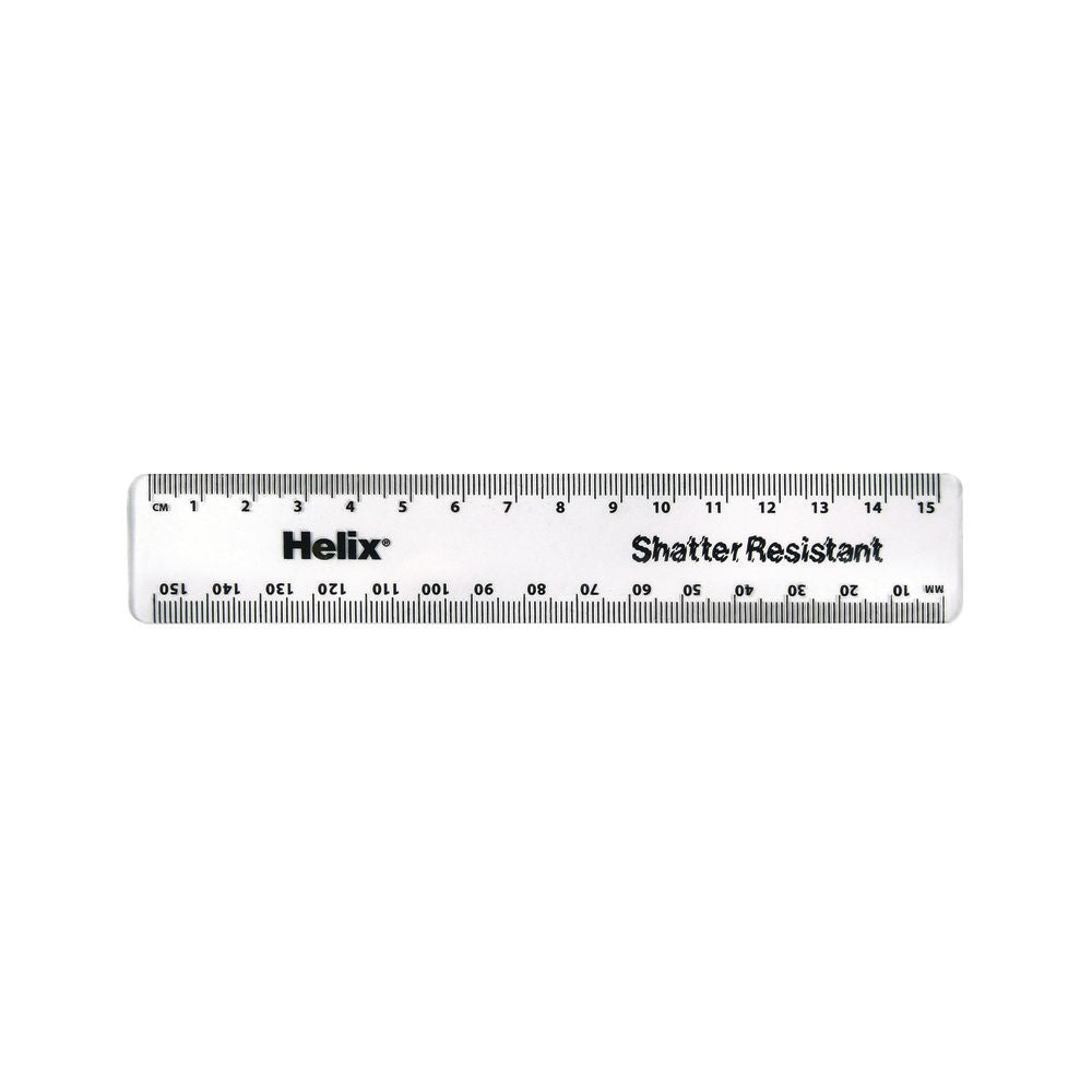 Helix Shatter Resistant Ruler 15cm Clear – (Pack of 50)