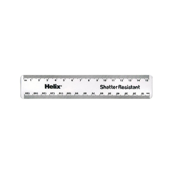 Helix Shatter Resistant Ruler 15cm Clear – (Pack of 50)