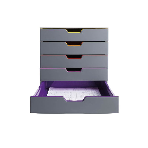 Durable Varicolor Desktop Organiser 5 Drawer Colour Coded Modular Storage A4 760527