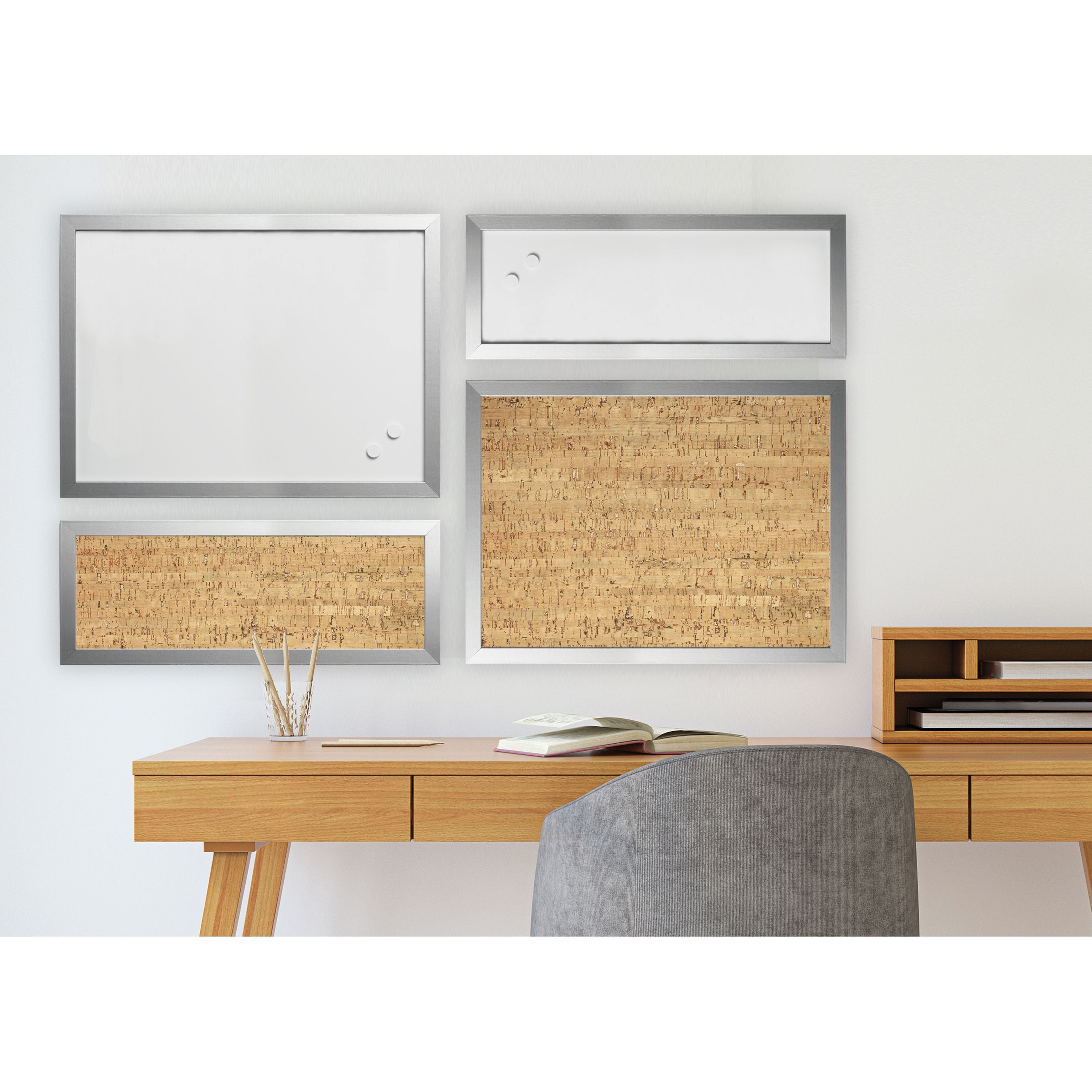 Bi-office Positive Flow Metallic Silver Message Boards – (Pack of 4)