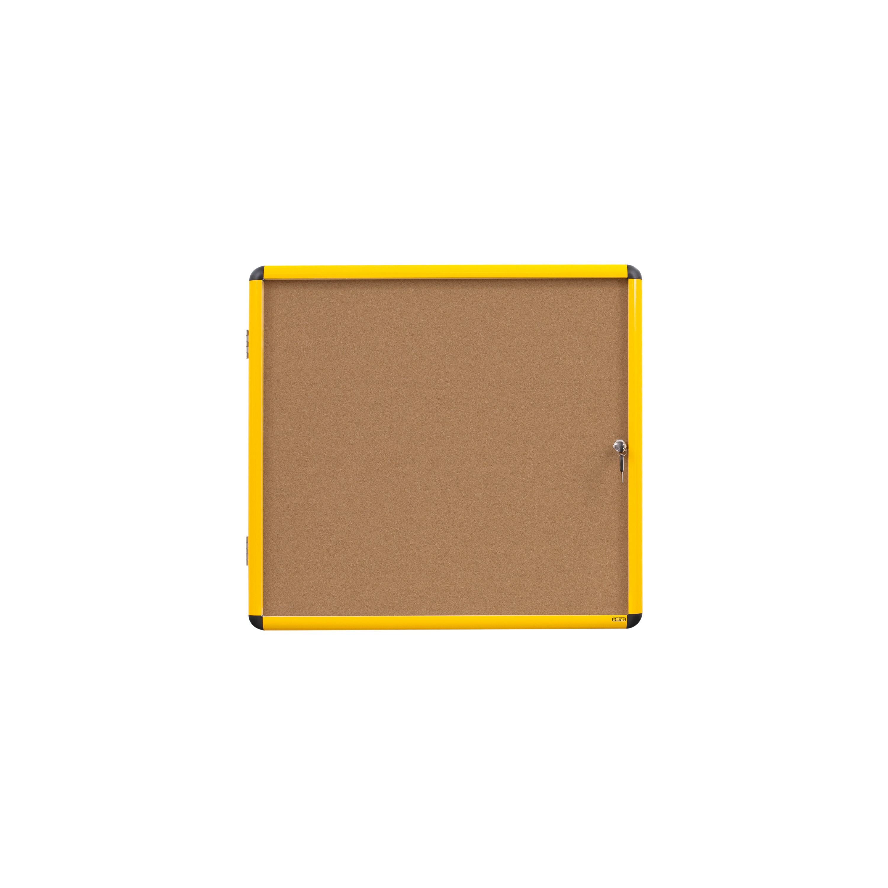 Bi-office Ultrabrite Cork Display Case Acrylic Yellow Aluminium Frame 9xa4 Vt6301611511