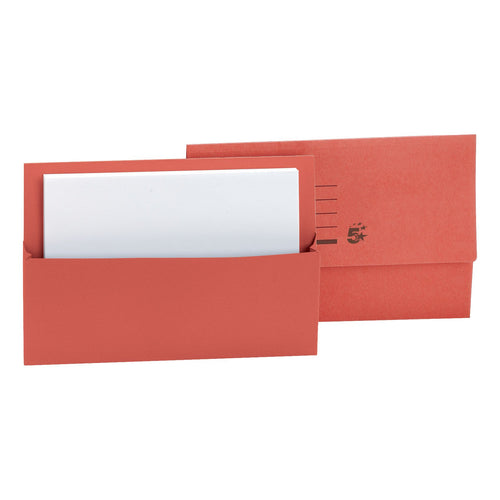 5 Star Office Document Wallet Half Flap 250gsm Recycled Capacity 32mm Foolscap Red â€“ (Pack of 50)