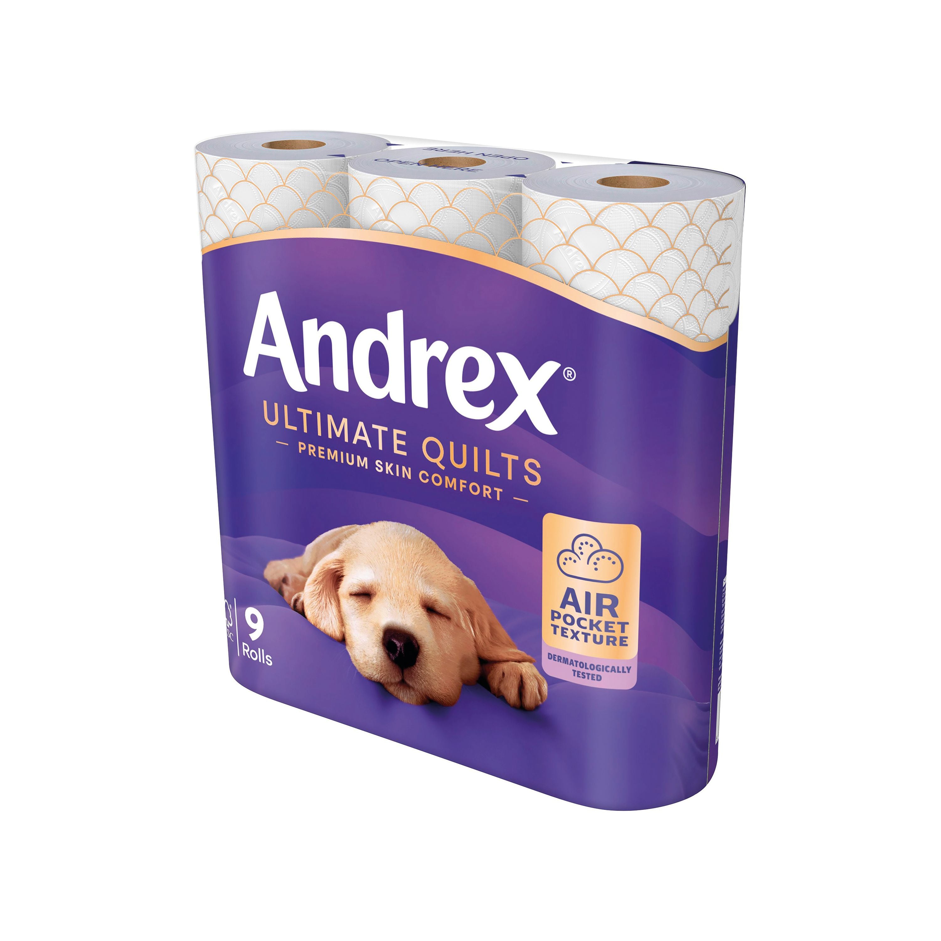 Andrex Ultimate Quilts Toilet Roll 3-ply 460 Sheets Per Roll – (Pack of 9)