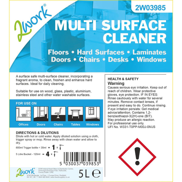 2work Multi Surface Cleaner Concentrate 5 Litre 2w03985