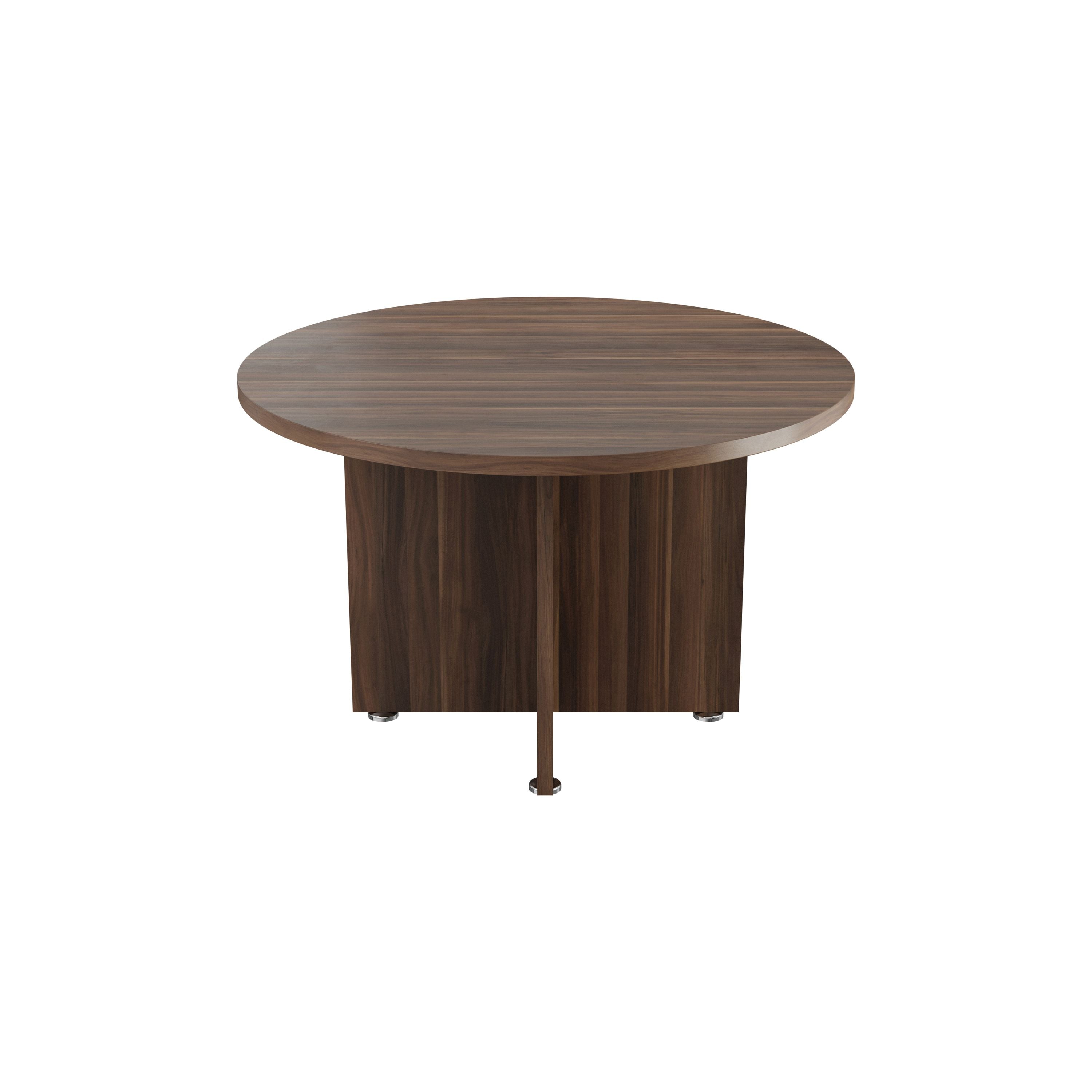 Avior Executive Circular Meeting Table 1200x1200x750mm Dark Walnut