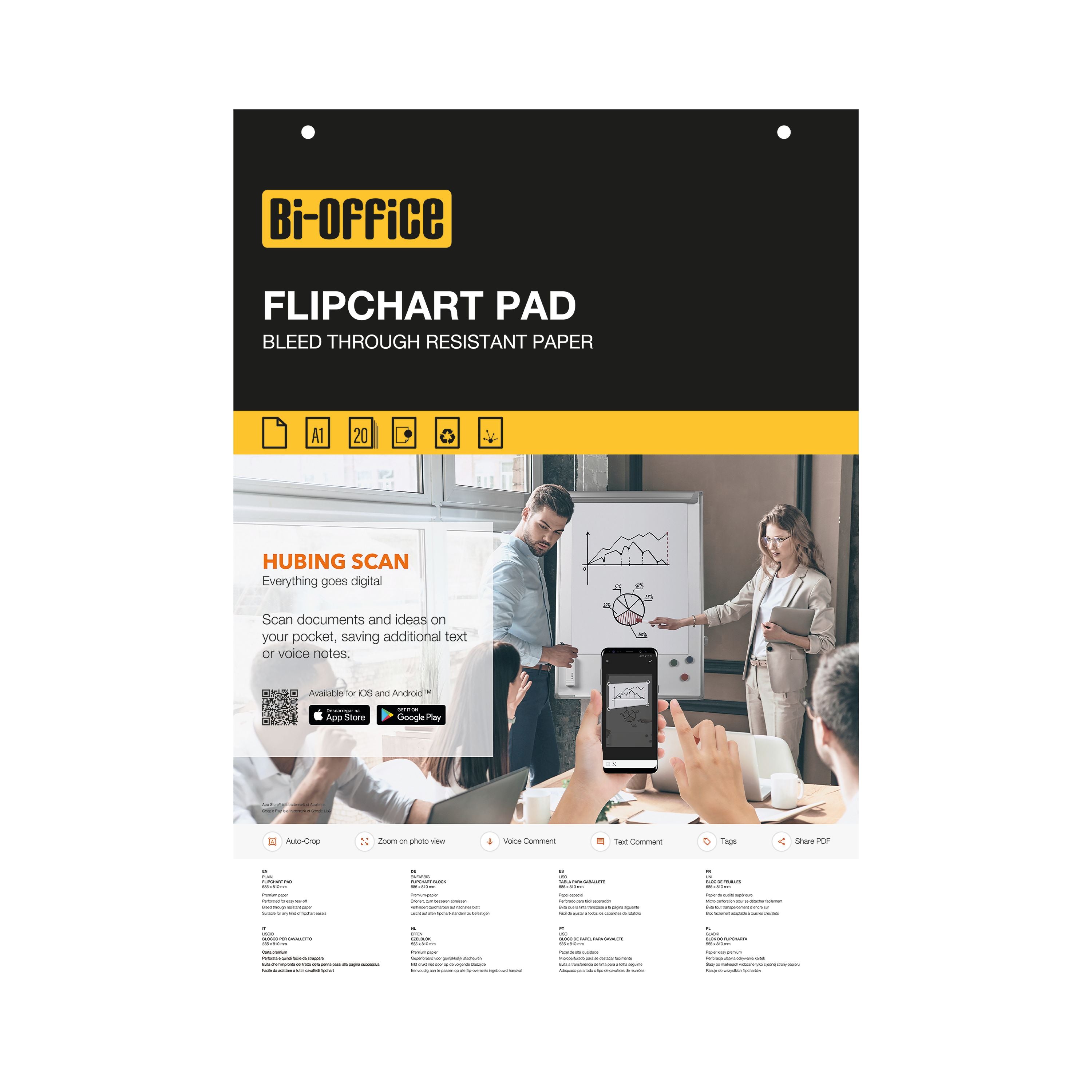 Bi-office Flipchart Pad Plain 20 Sheets 55gsm Paper A1 – (Pack of 5)