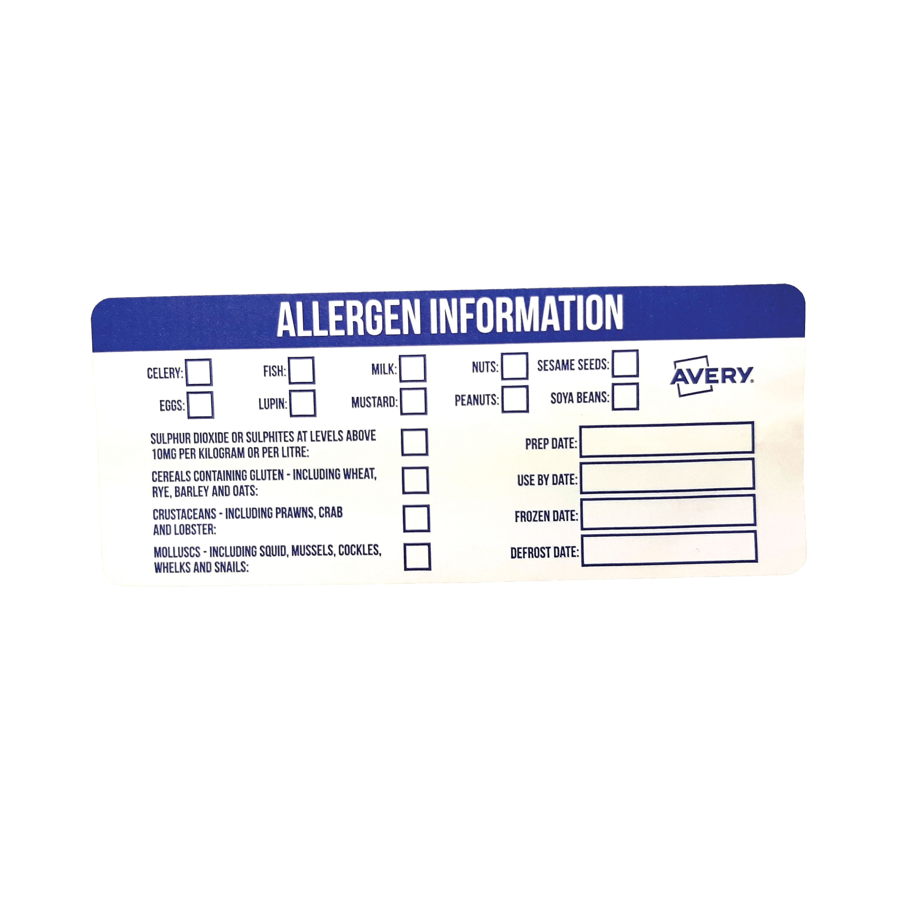 Avery Pre-printed Allergen Food Labels 98x40mm – (Pack of 300)