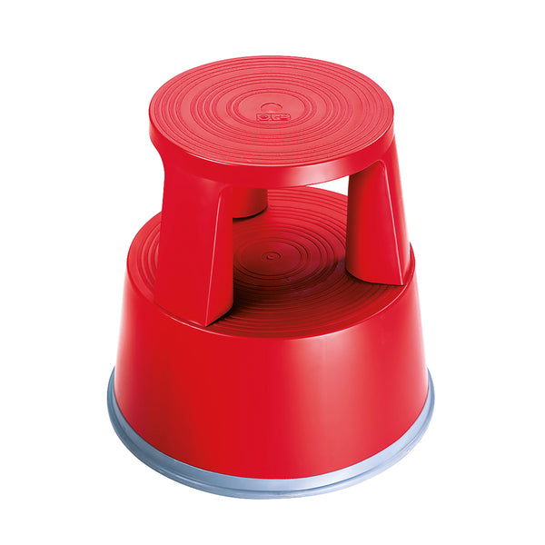 2work Plastic Step Stool With Non-slip Rubber Base 430mm Red 2w04999