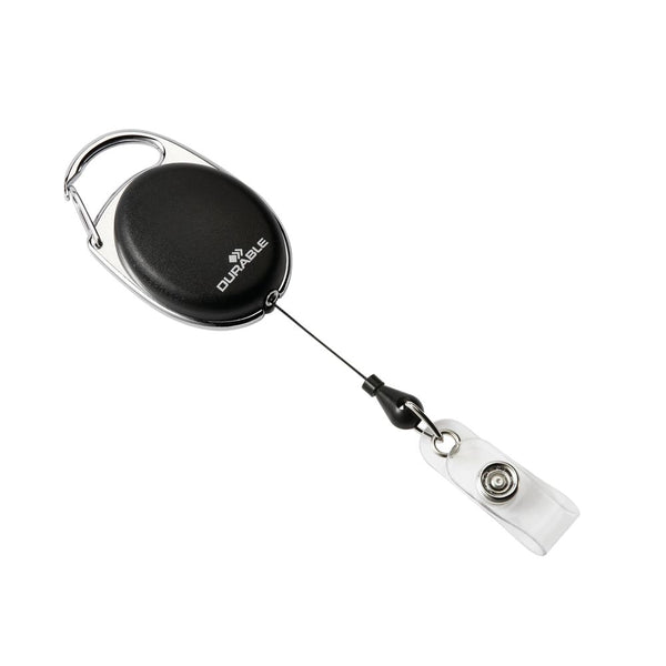 Durable Style Secure Retractable Clip Badge Reel For Id And Keys Black (pack Of 10) 8324/01