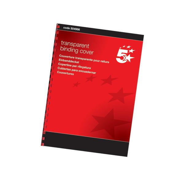 5 Star Office Comb Binding Covers PVC 250 Micron A4 Clear  (Pack of 100)