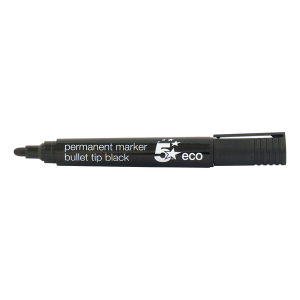 5 Star Permanent Marker Bullet Tip 2-5mm Line Black  (Pack of 10)