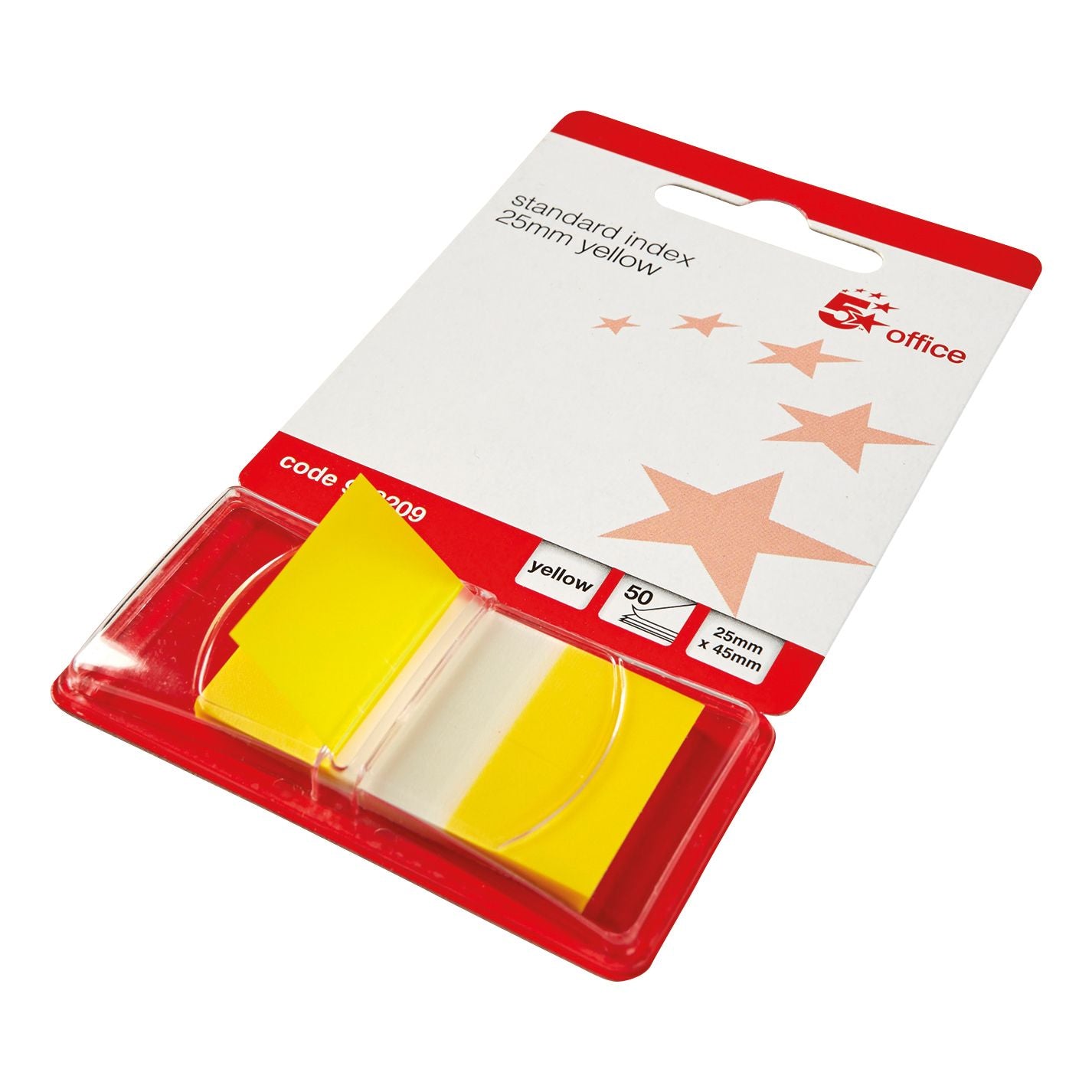 5 Star Office Standard Index Flags 25x45mm Yellow - (Pack of 5)