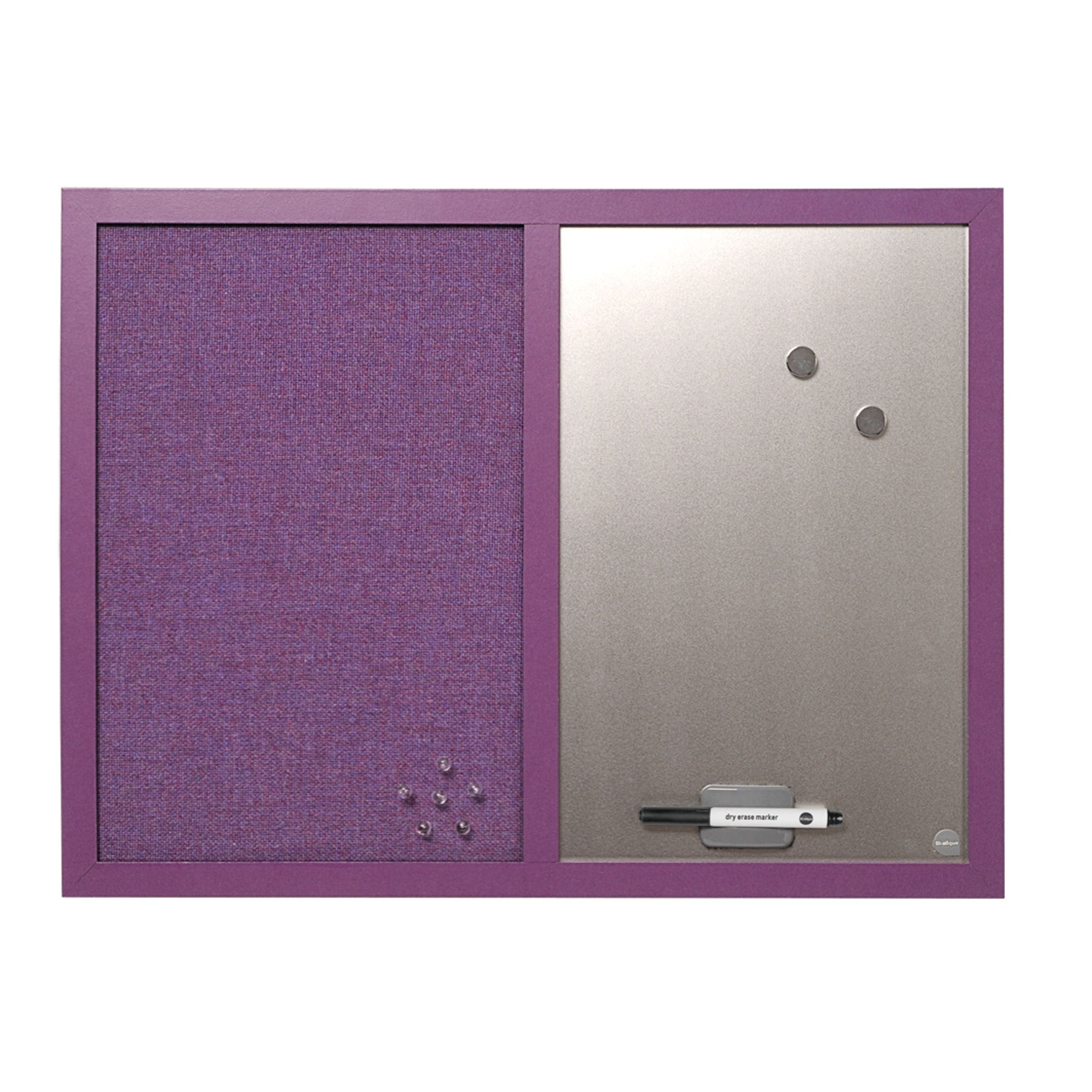 Bi-office Essentials Fabric Silver Finish Board Purple Frame 60x45cm Mx04330418