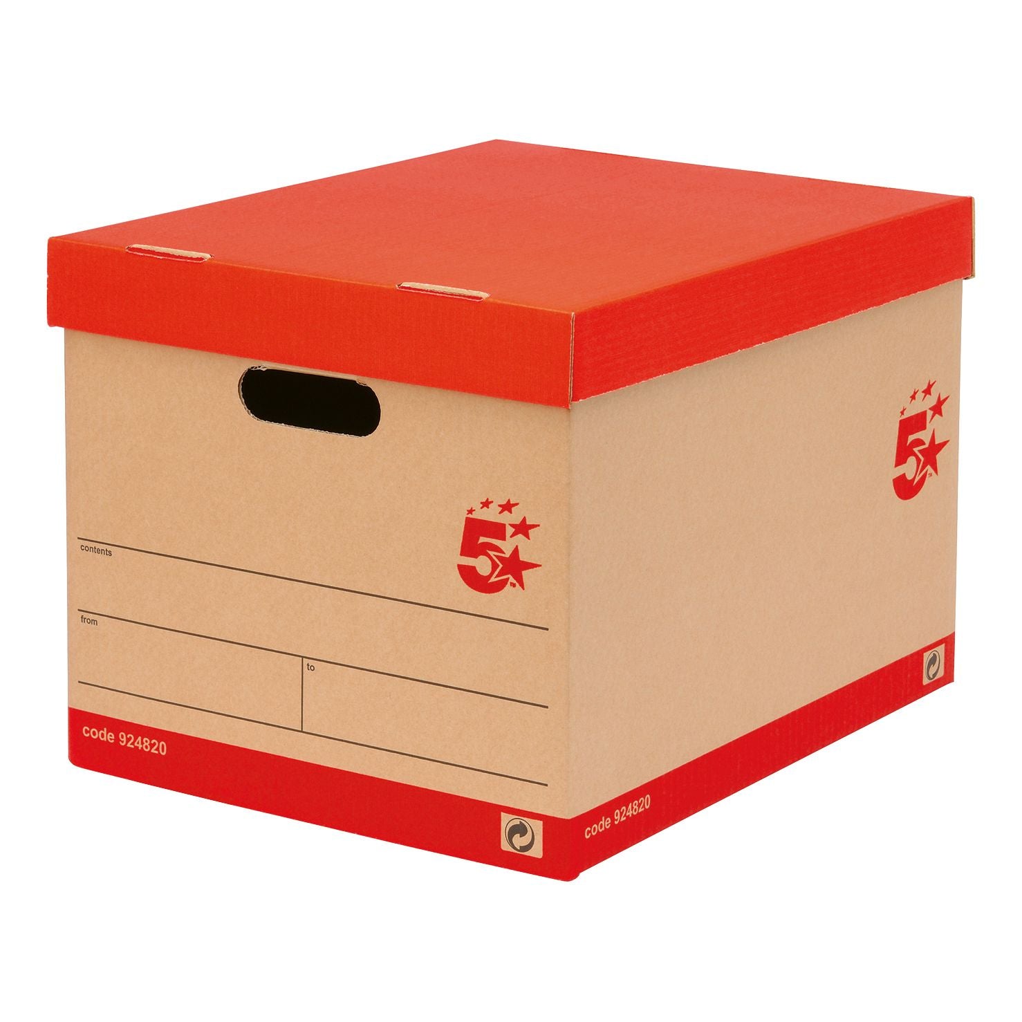 5 Star Office Storage Box With Lid Self-assembly Kraft 321x392x291mm Red/brown – (Pack of 10)