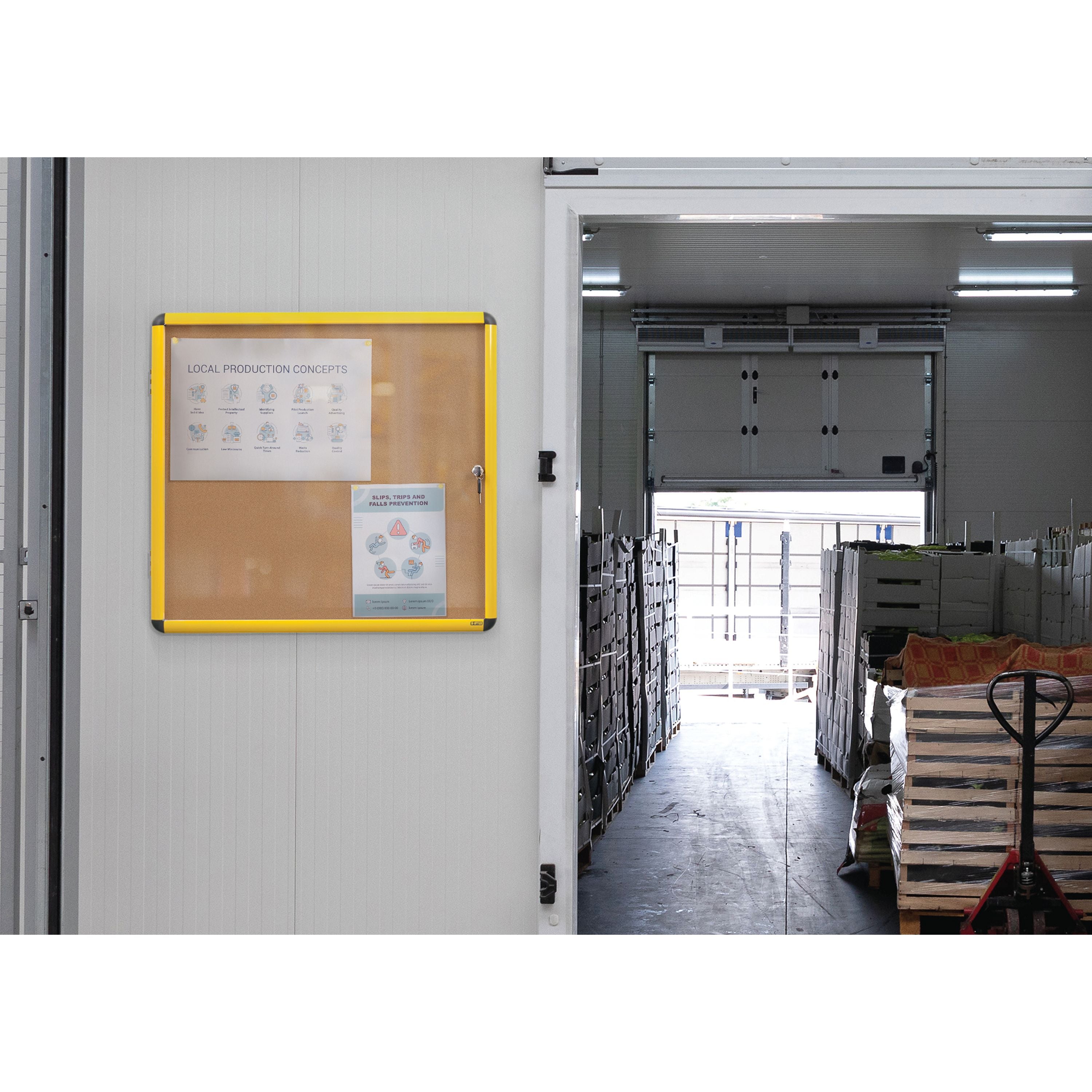 Bi-office Ultrabrite Cork Display Case Acrylic Yellow Aluminium Frame 12xa4 Vt6601611511