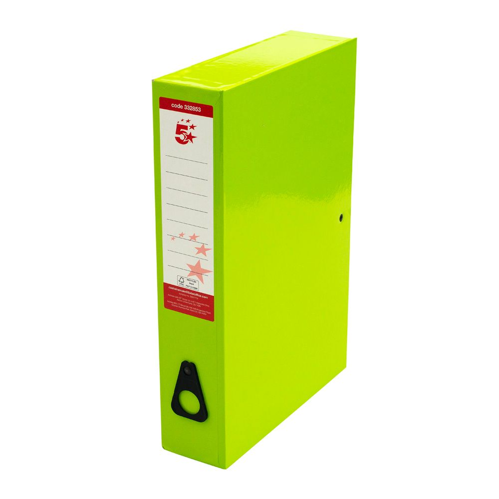 5 Star Office Box File Foolscap Green – (Pack of 5)
