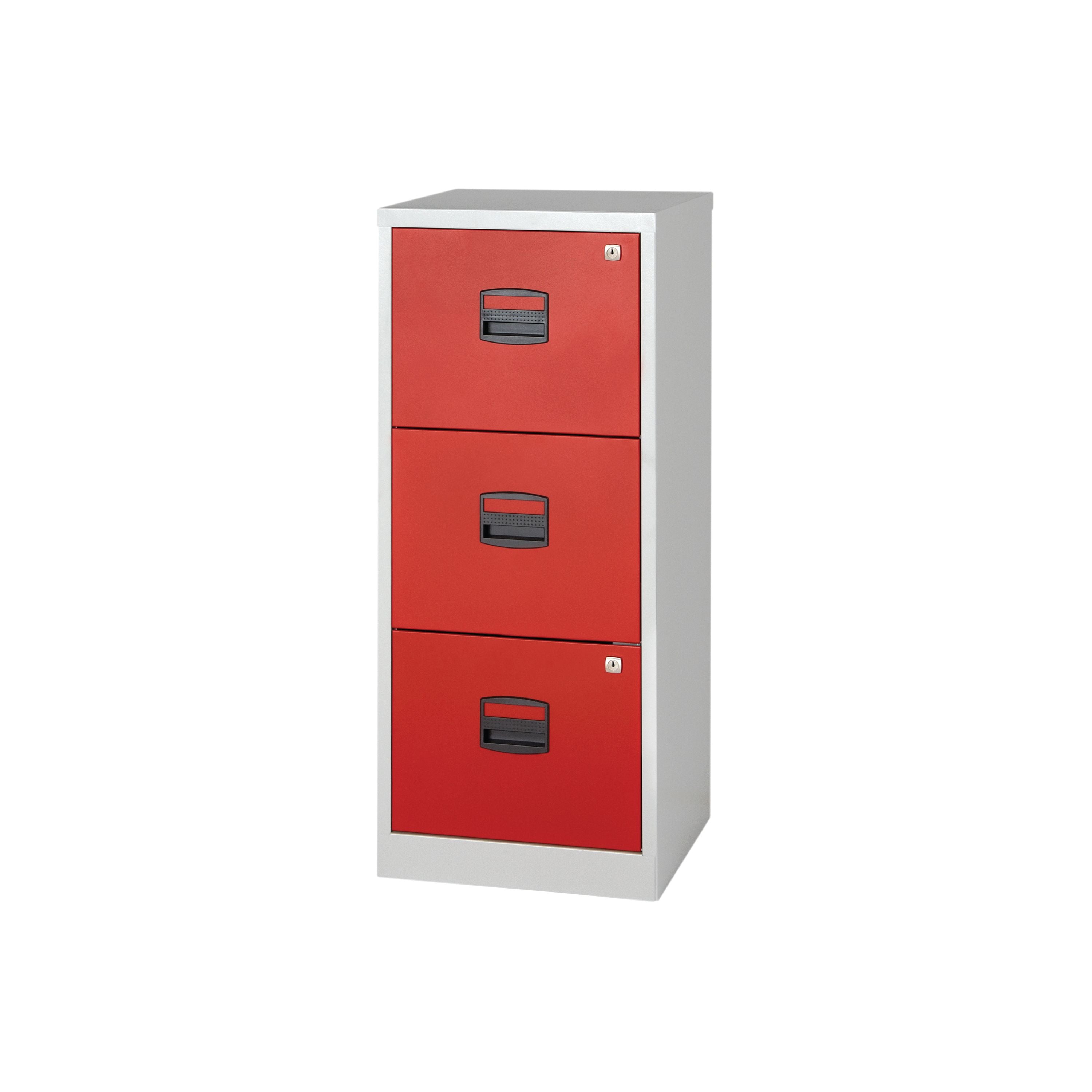 Bisley 3 Drawers Home Filing Cabinet A4 413x400x1015mm Grey/red By78728