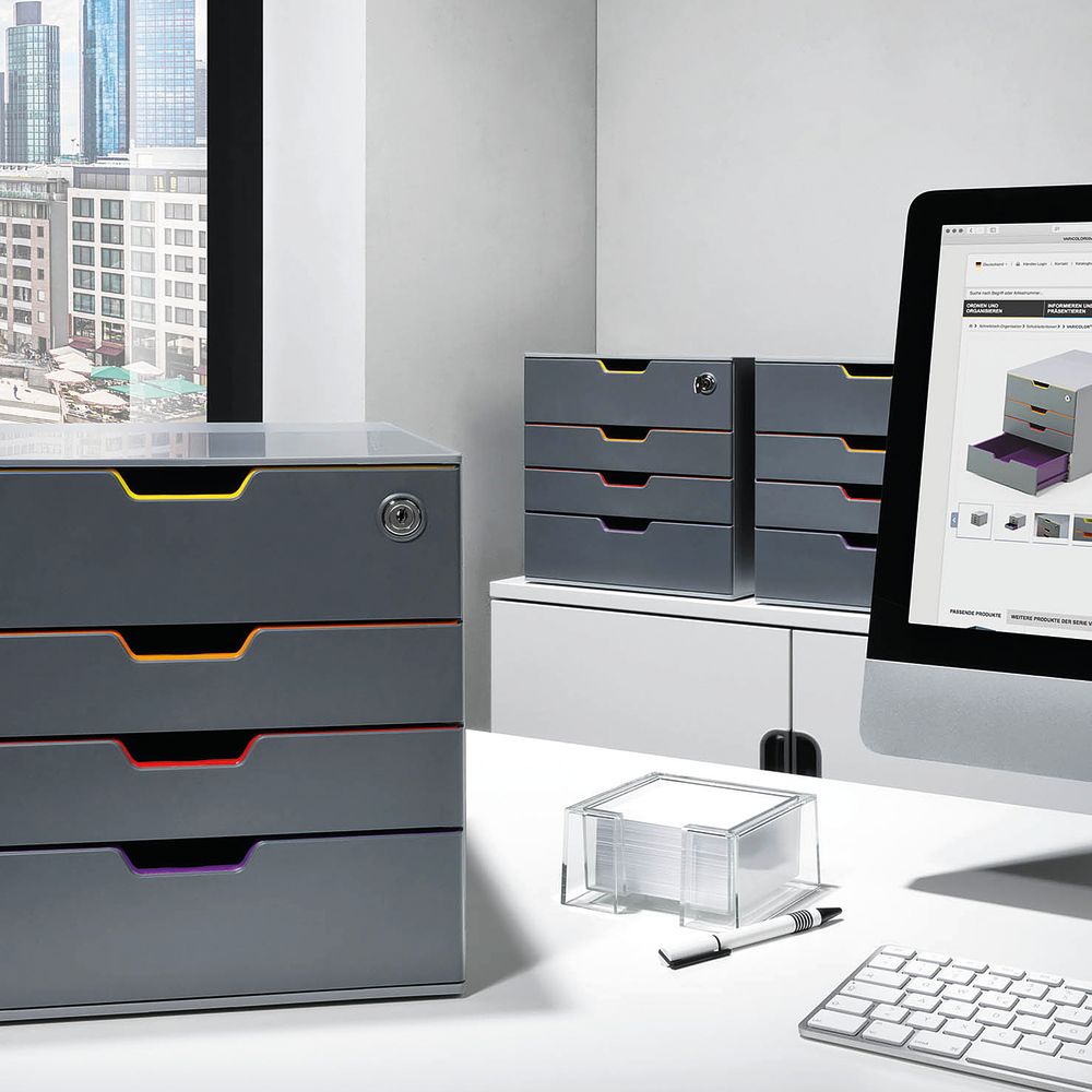 Durable Varicolor Safe 4 Drawer Lockable Gdpr Colour Coded Desktop Storage A4 760627