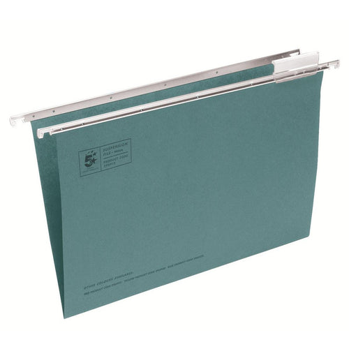 5 Star Office Suspension File Tabs Inserts Manilla 15mm V-base 180gsm Foolscap Green – (Pack of 50)