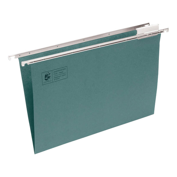 5 Star Office Suspension File With Tabs And Inserts Manilla 15mm V-base 180gsm A4 Green  (Pack of 50)