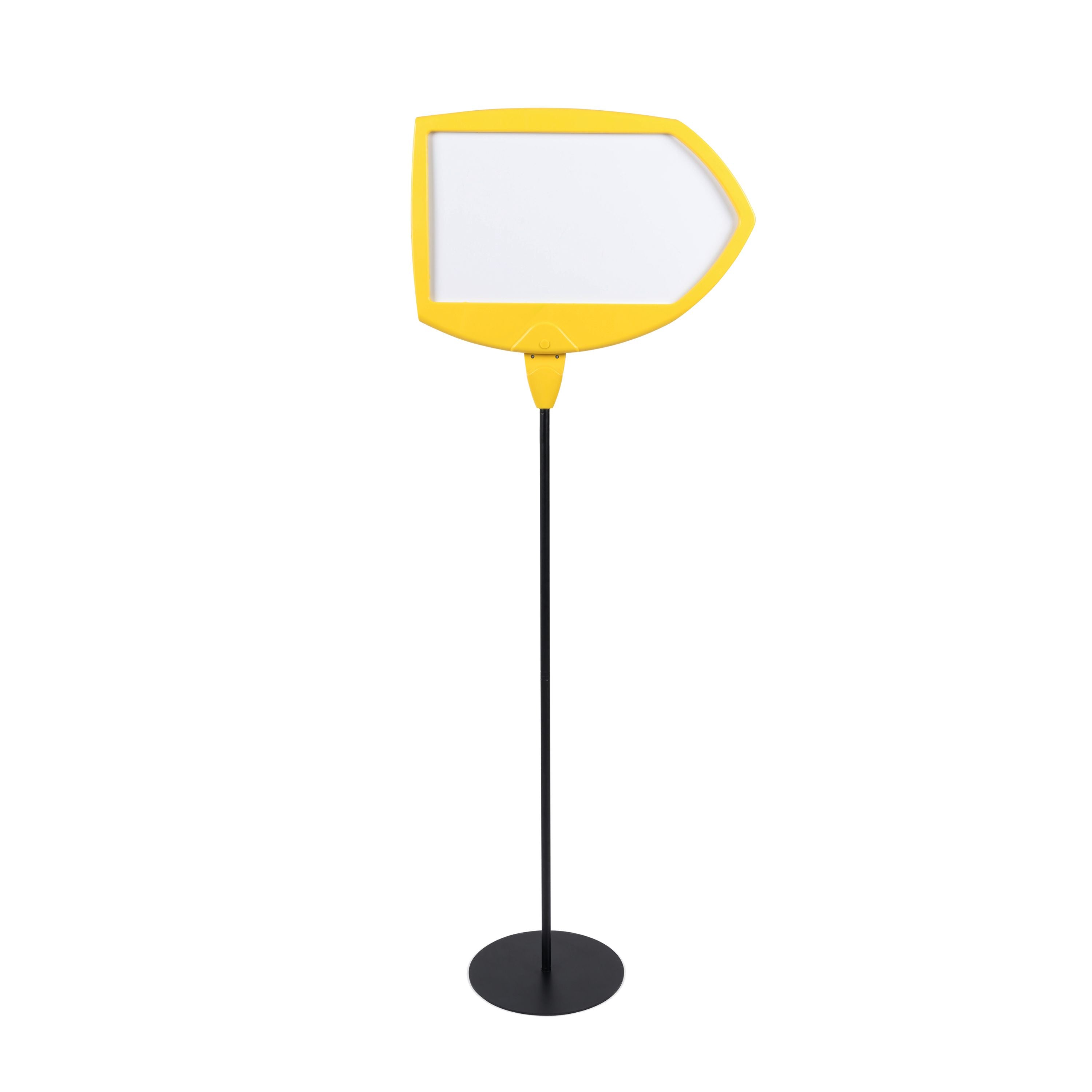 Bi-office Yellow Arrow Floor Sign Magnetic Drywipe Surface Sig01010909