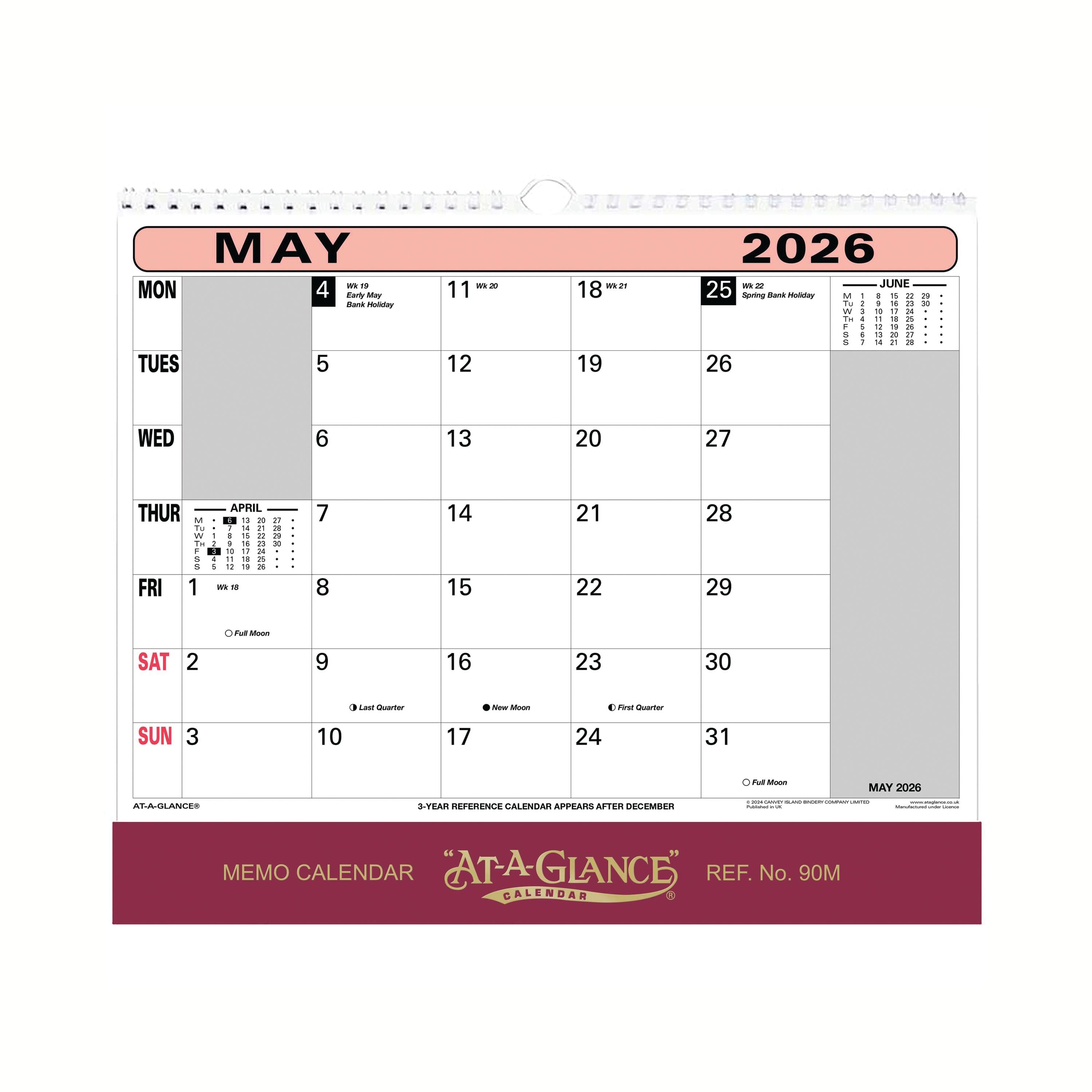 At-a-glance Wall Calendar 2026 90m26