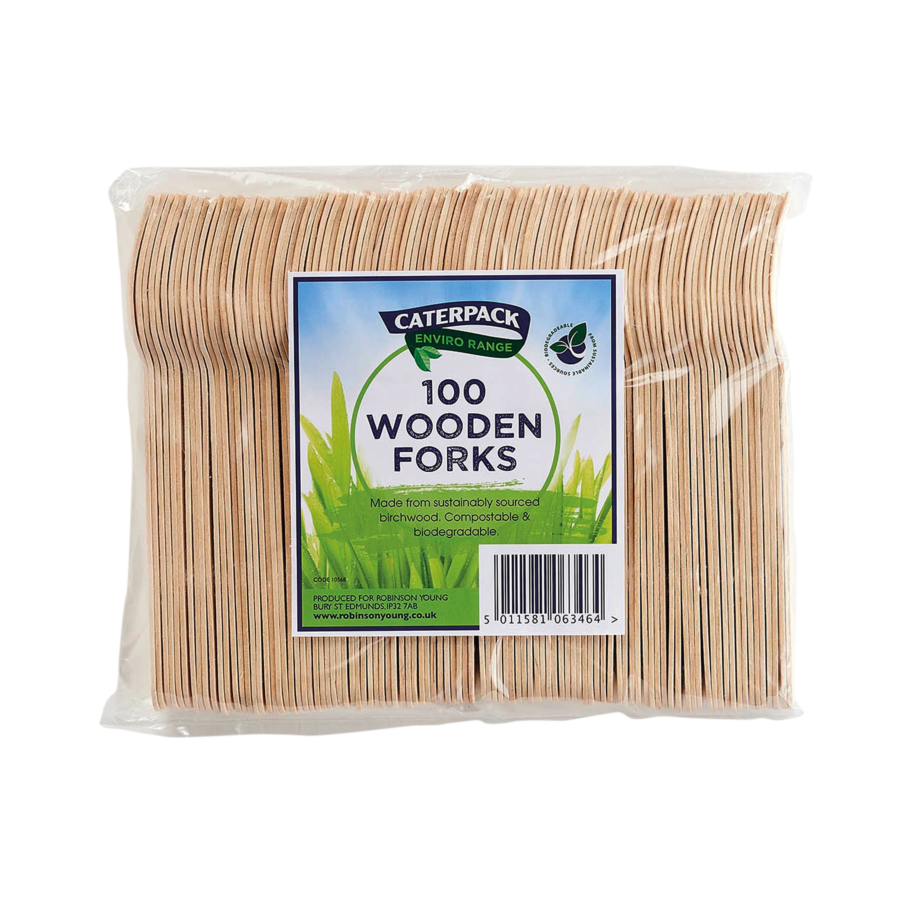 Caterpack Enviro Wooden Forks (pack Of 100) Ry10568