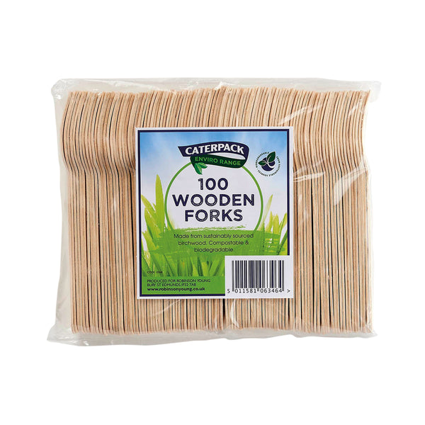 Caterpack Enviro Wooden Forks (pack Of 100) Ry10568