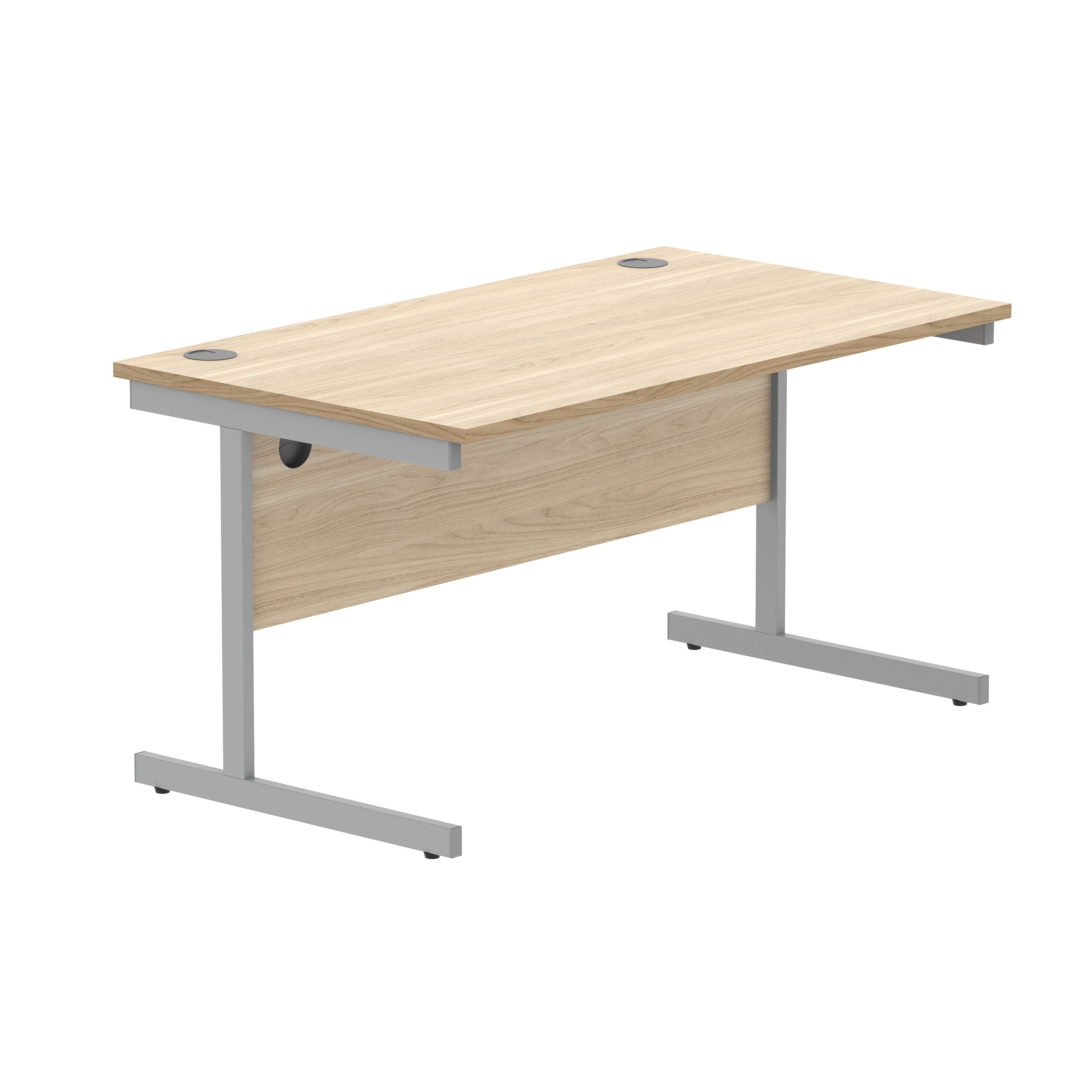 Astin Rectangular Single Upright Cantilever Desk 1400x800x730mm Canadian Oak/silver Kf803288
