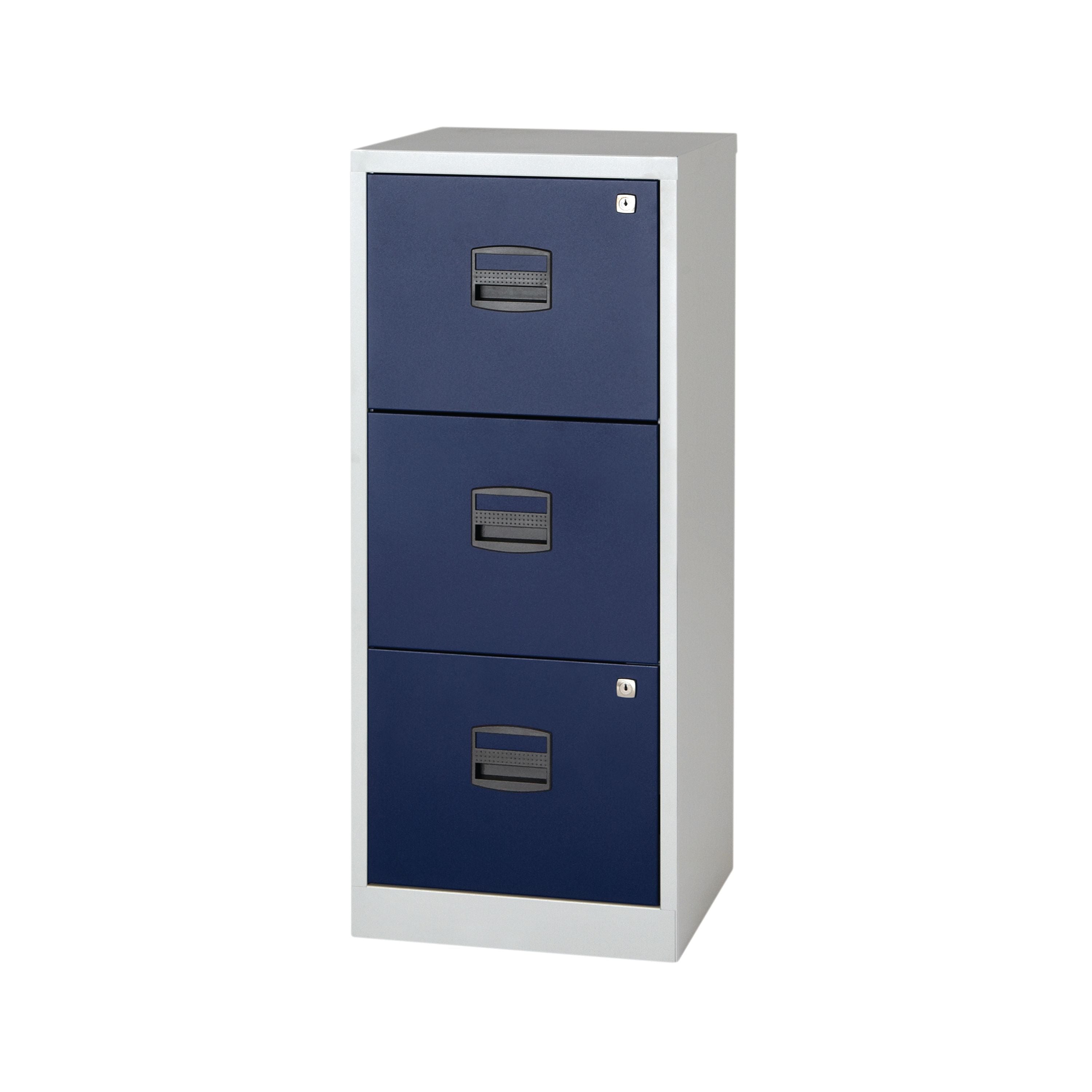 Bisley 3 Drawer Home Filing Cabinet A4 413x400x1015mm Grey/blue By78727