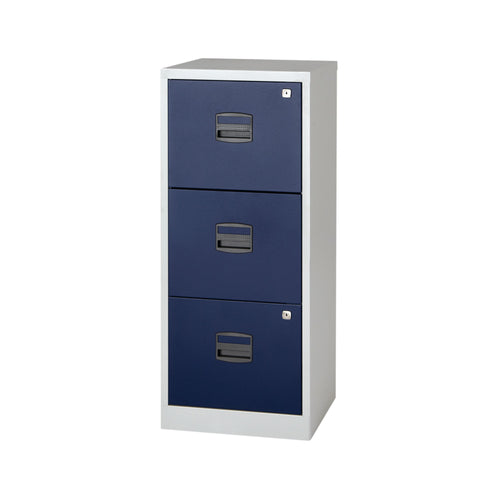 Bisley 3 Drawer Home Filing Cabinet A4 413x400x1015mm Grey/blue By78727