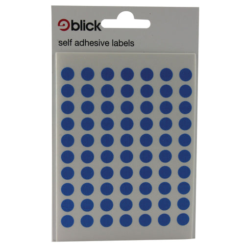 Blick Coloured Labels In Bags Round 8mm Dia 490 Per Bag Blue – (Pack of 9800)