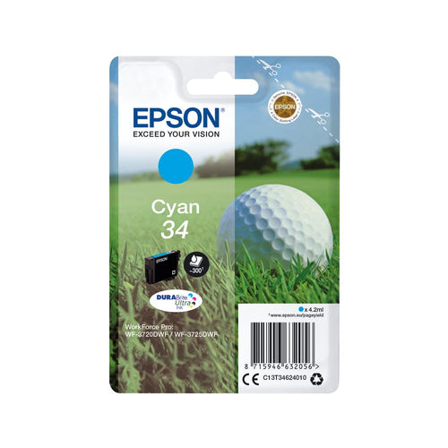 Epson 34 Golf Ball Durabrite Ultra Ink Cartridge Cyan C13t34624010