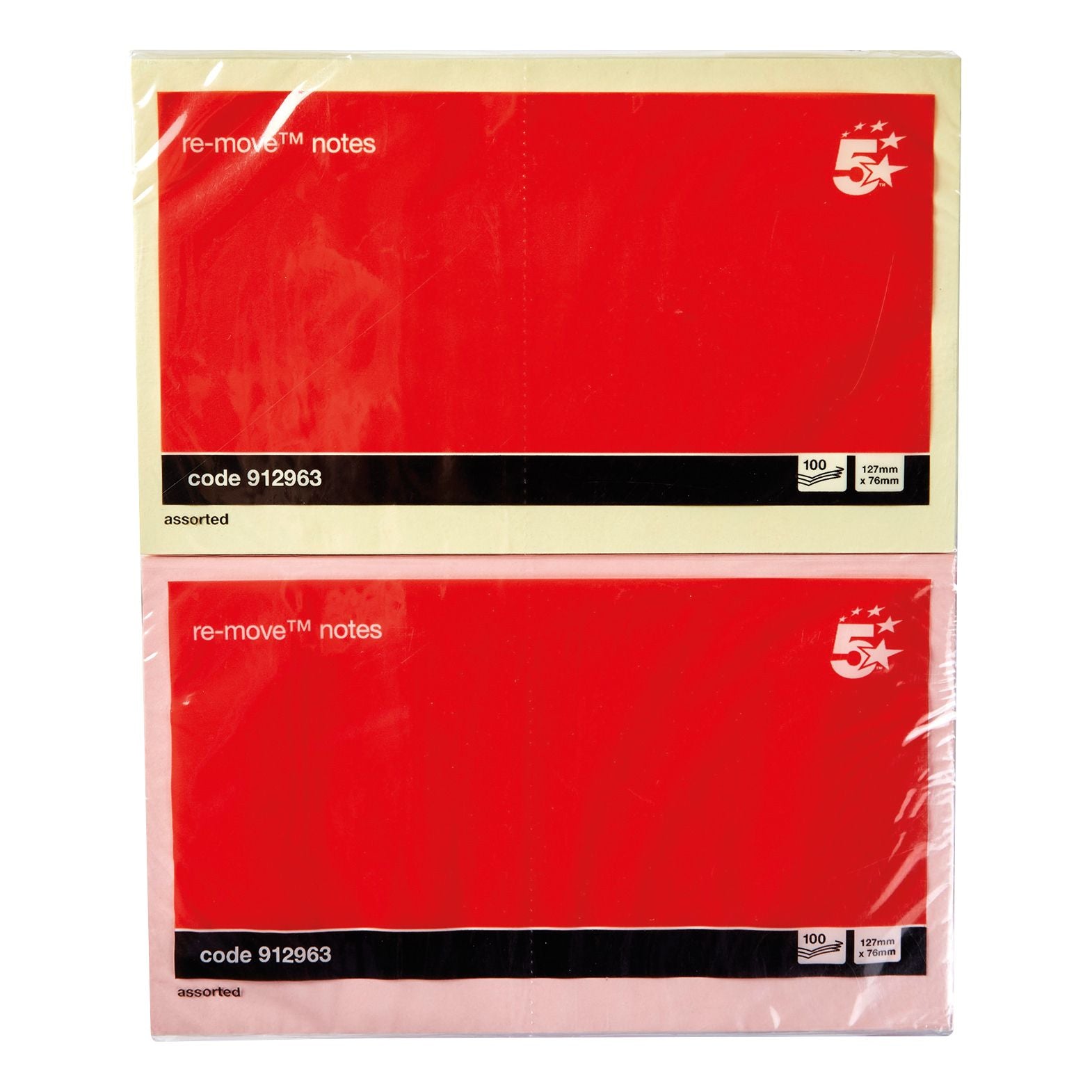 5 Star Sticky Notes Removable Pastel 76x127mm – (Pack of 12)