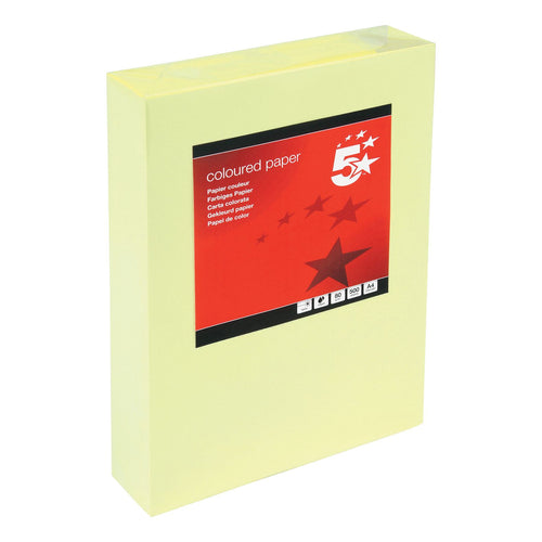 5 Star Office Coloured Copier Paper Multifunctional 80gsm A4 Light Yellow Ream-wrapped – (Pack of 500)