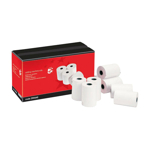 5 Star Office Adding Machine Paper Rolls 1-ply 55gsm Tmp 57x57 24m – (Pack of 20)