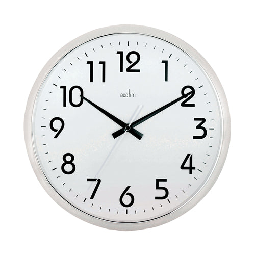 Acctim Orion Silent Sweep Wall Clock 320mm Chrome/white 21287