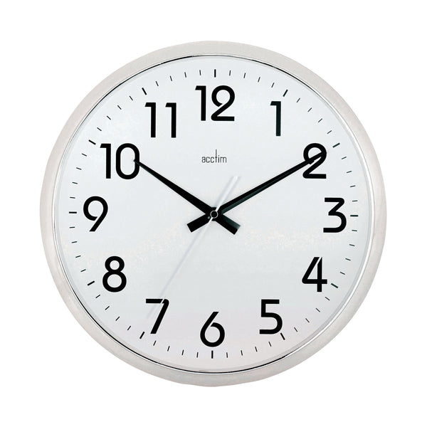 Acctim Orion Silent Sweep Wall Clock 320mm Chrome/white 21287