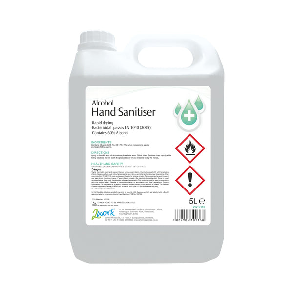 2WORK Alcohol Hand Sanitiser 5 Litre – (Pack of 2)