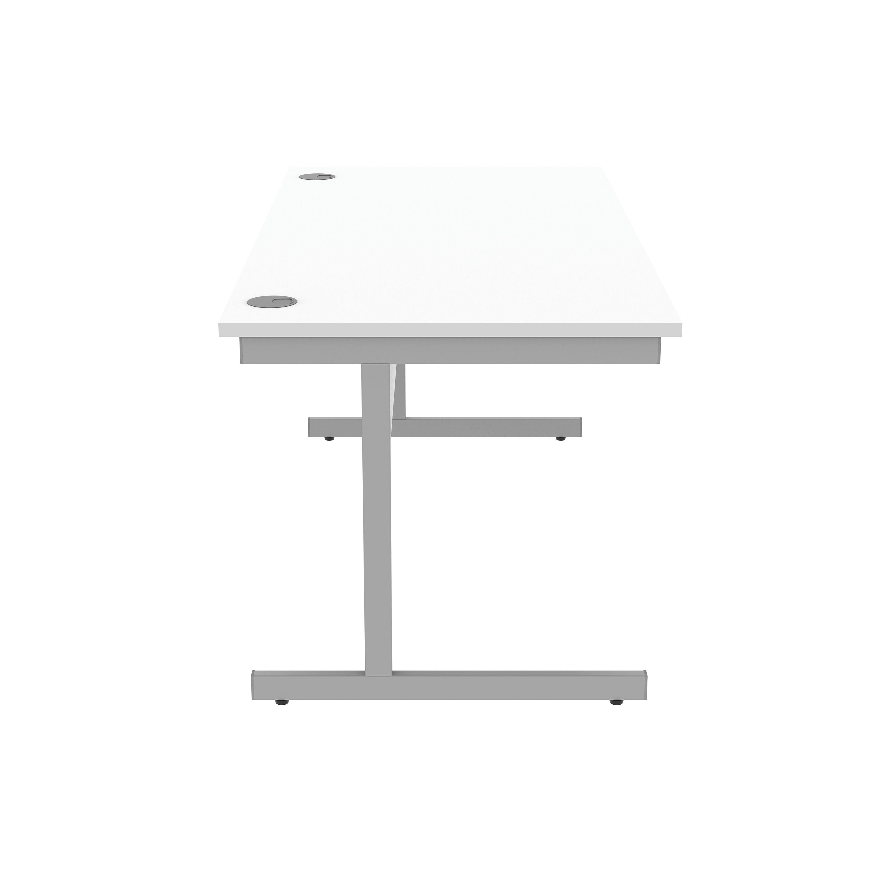 Astin Rectangular Single Upright Cantilever Desk 1600x800x730mm Arctic White/silver Kf803567